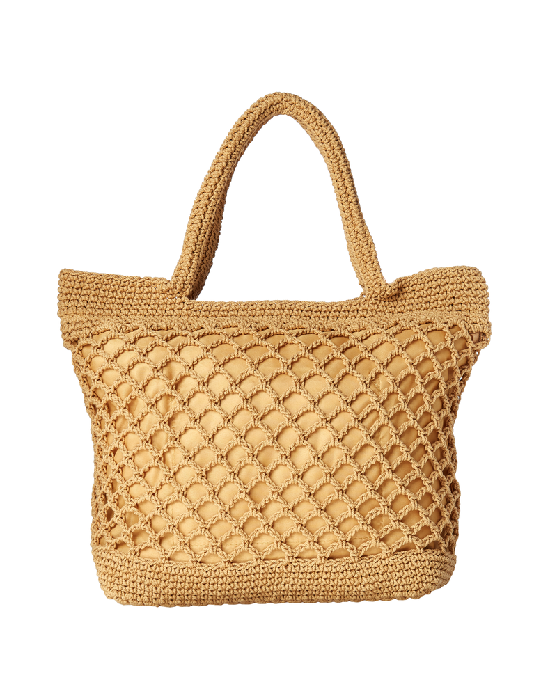 Jasmine Crochet Tote Bag With Lining | Tan