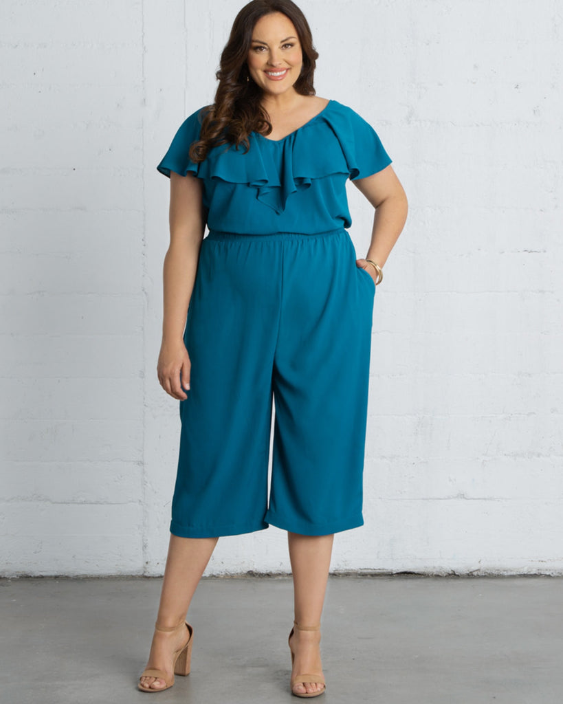 Avery Plus Size Cropped Jumpsuit | TEAL THE SHOW