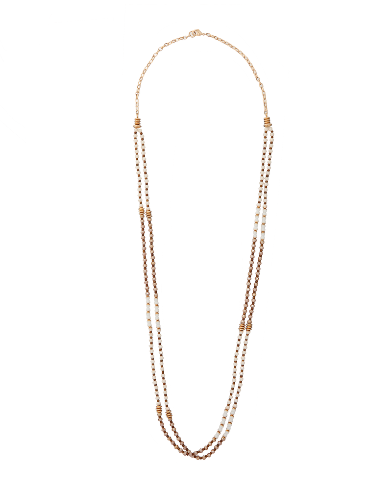 Amangansett Beaded Necklace | Gold / Tan