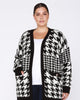 Rebecca Open Front Houndstooth Cardigan - thumbnail