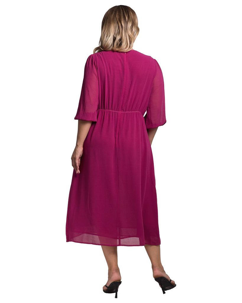 Plus Size Marcia Puff Sleeve Midi Dress | PLUMPIE