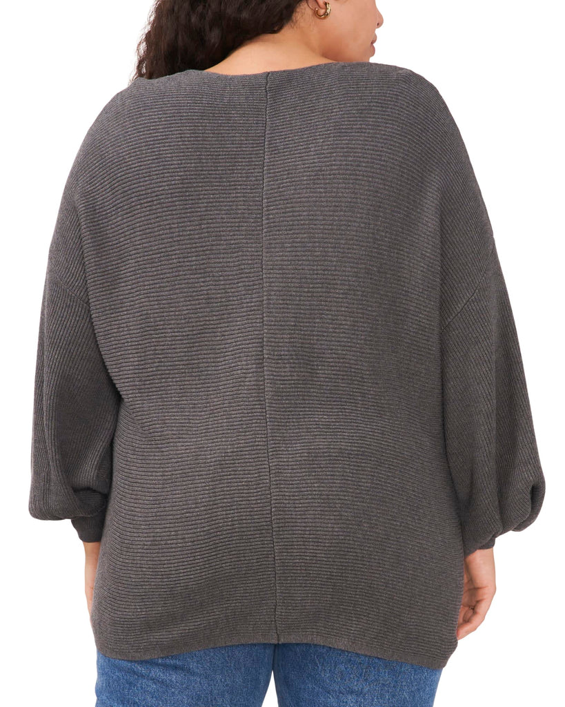 Plus Size Harlow Bubble Sleeve Sweater | MED HTR GREY