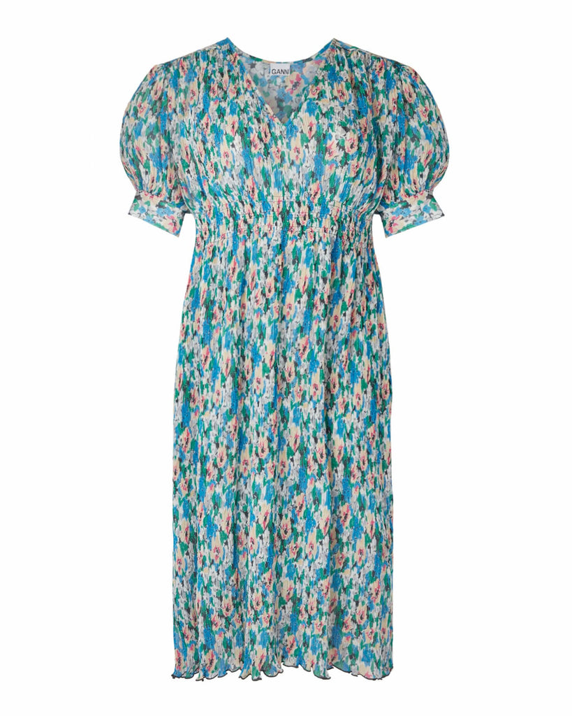 Pleated Georgette Dress | BLUE