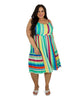 Stripe Flounce Midi Dress - thumbnail