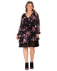 Women's Floral Printed Tiered Swing Shift V Neck Mini Dress - thumbnail