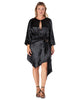 Women's Long Sleeves Black Satin Mini Dress - thumbnail