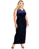Plus Size Women's Asymmetrical Burgundy Velvet Maxi Dress - thumbnail
