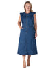 Women's Ruffle Sleeveless A-Line Midi Dress - thumbnail