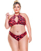 Plus Size Savana Print Crop Top With Cleavage Hole - thumbnail