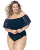 Off Shoulder Swimsuit With Padded Cups And Ruffles - thumbnail