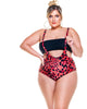 Plus Size Savana Print Jumper Swimsuit With Black Top - thumbnail