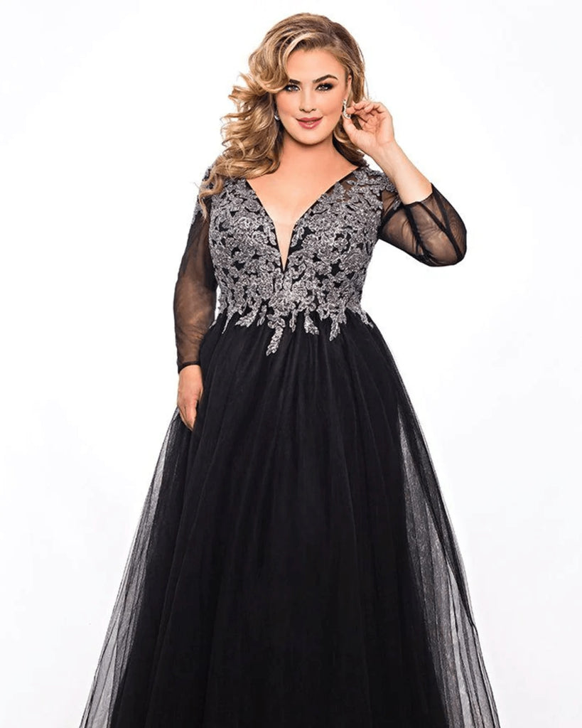 Lace Illusions Formal Dress | Black/Silver