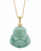 Genuine Green Jade 18k Gold-plated Sterling Silver Buddha Pendant Necklace 18" - thumbnail