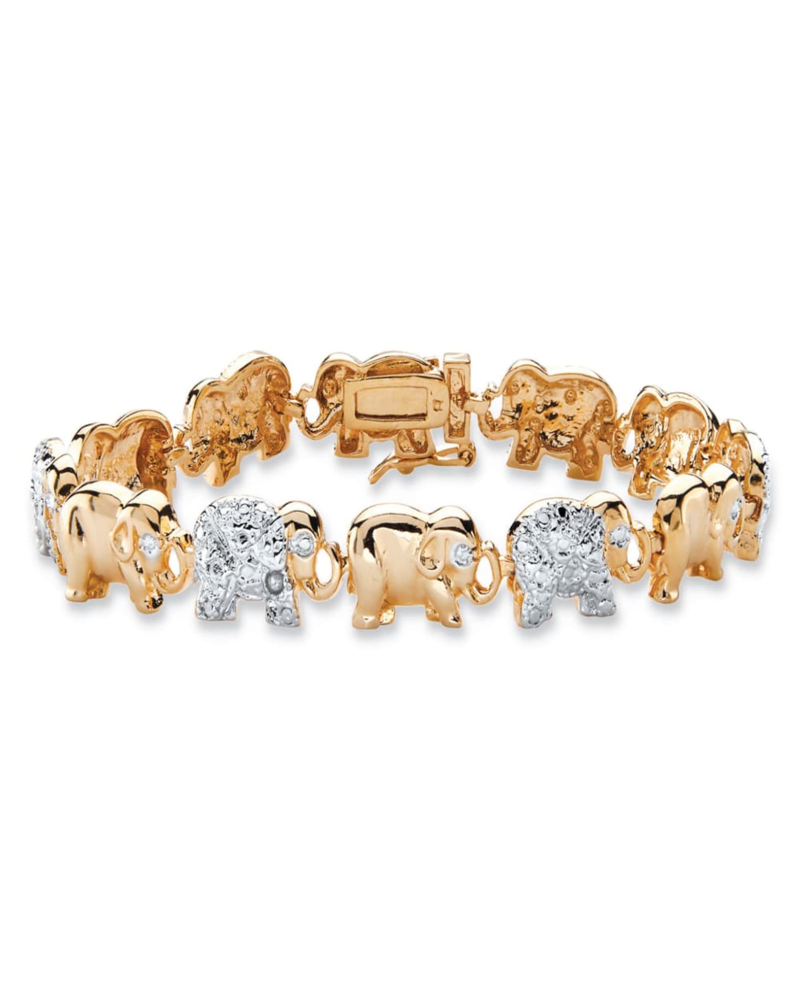 Gold Plated Sterling Silver Diamond Elephant 19.5cm Bracelet – Shiels  Jewellers