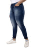 PLUS SIZE WOMEN SHADED CASUAL NAVY BLUE JEANS - thumbnail