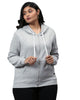 Solid Grey Front Zip Hooded Sweatshirt - thumbnail