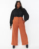 Unique Vintage Plus Orange Windowpane Thelma Suspender Pants - thumbnail