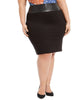 Calvin Klein Women's Plus Faux Leather Trim Pencil Skirt Black Size 14W - thumbnail