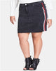 City Chic Women's Trendy Plus Racing Stripe Denim Skirt Black Size 14W - thumbnail