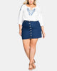 City Chic Women's Trendy Plus a Line Denim Skirt Blue Size 24W - thumbnail