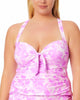 California Waves Women's Plus Tie Dye Molded Cup Tankini Top Swimsuit Pink Size 3X - thumbnail