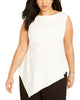 Adrianna Papell Women's Plus Asymmetric Sleeveless Top White Size 16 - thumbnail