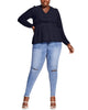 City Chic Women's Plus Size Ruffled Peplum-Hem Top Blue Size 18W - thumbnail
