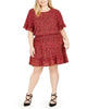 Michael Kors Women's Plus Size Printed Ruffle Trim Dress Red Size 1X - thumbnail