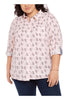 Tommy Hilfiger Women's Plus Size Polka Dot Heart Print Cotton Shirt Pink Size 1X - thumbnail