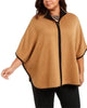 Anne Klein Women's Plus Zip Up Poncho Sweater Brown Size 1X - thumbnail
