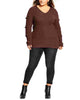 City Chic Women's Trendy Plus Size Grommet-Sleeved Sweater Brown Size 18W - thumbnail