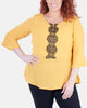 NY Collection Women's Plus Size Lace-Trim Peplum Blouse Yellow Size Extra Large - thumbnail