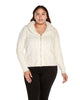 Plus Size Faux Fur Collared Cable Cardigan - thumbnail