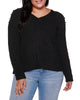 Plus Size V-Neck Rib Knit Sweater with Embellishment - thumbnail