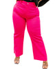 Rose Plus Size Solid Color Raw Hem Wide Leg High Waist Pants - thumbnail
