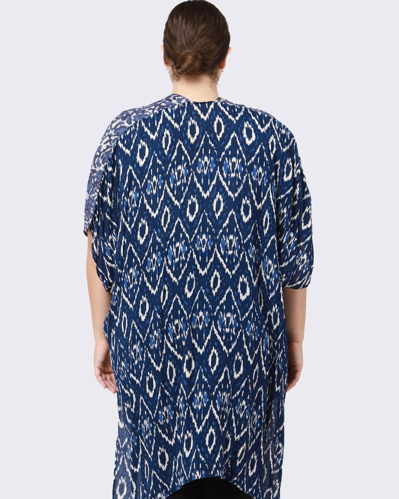 Plus Size Siai Printed Kimono | Azure Blue / White