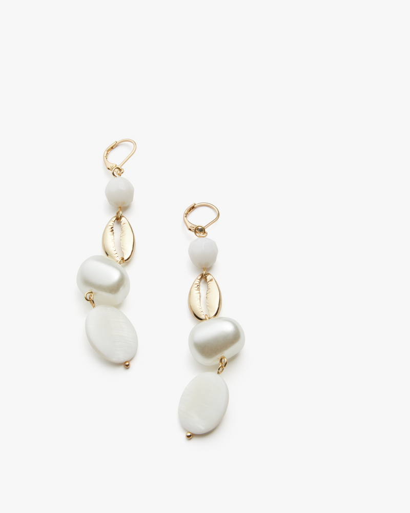 Ali Seashell Drop Earrings | Gold / White