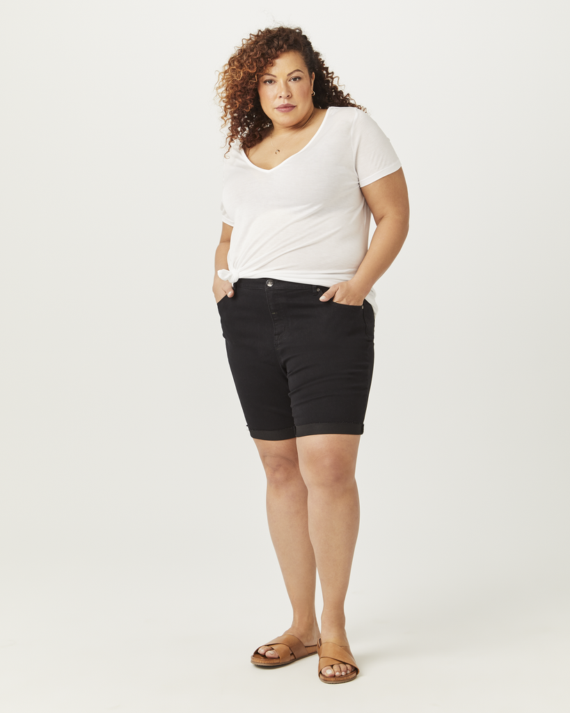 Plus Size Ashley Flip Hem Bermuda Shorts | Black