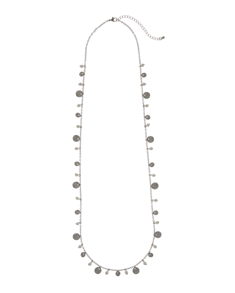 Zoey Pearl Disc Necklace | Silver / White