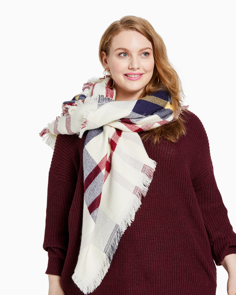 Ashley Cold Weather Scarf | White / Red