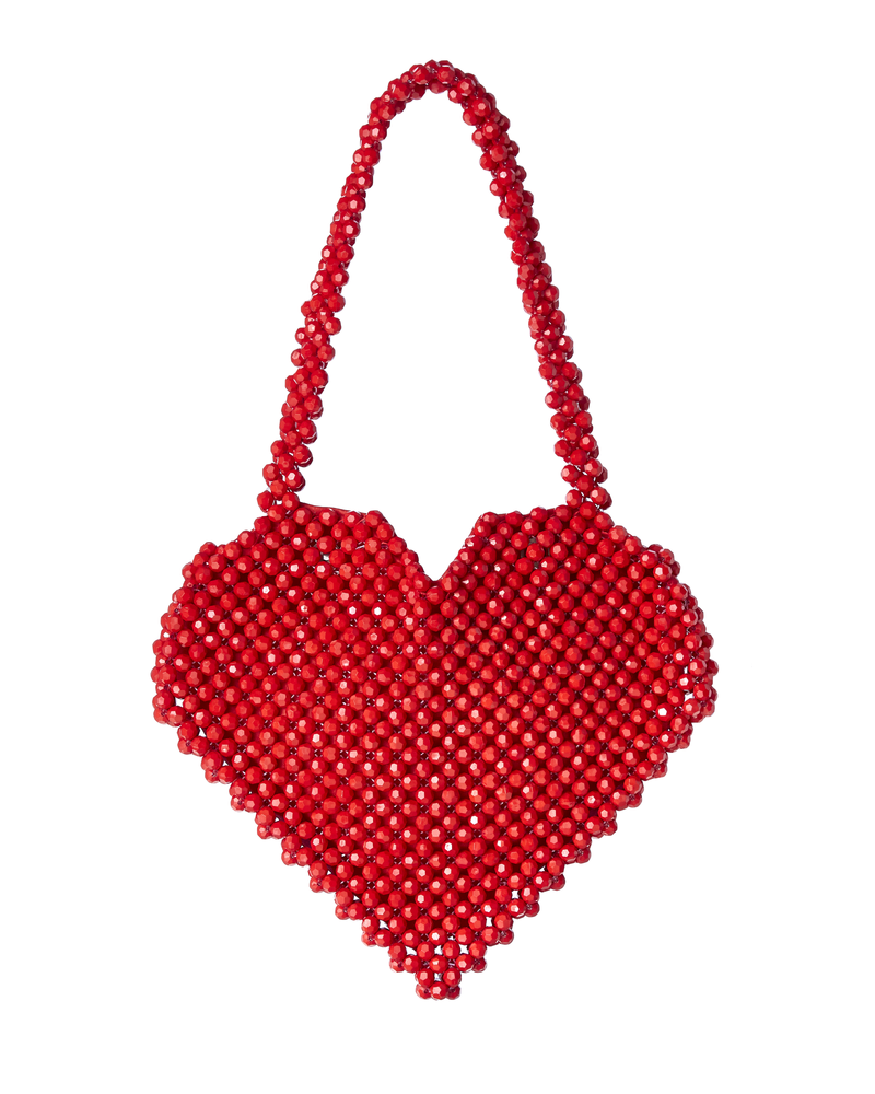 Nicky Beaded Heart Bag | Red