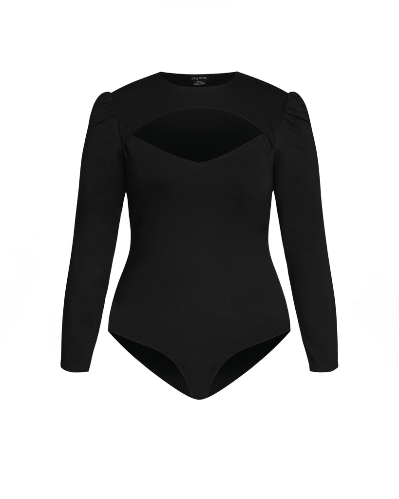 Plus-Size Cutout Bodysuit | Black