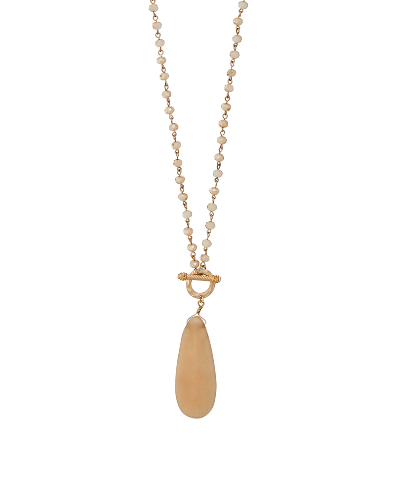 Cara Faceted Beaded Link Necklace | Gold / Peach