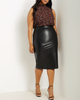 Faux Leather Column Midi Skirt - thumbnail