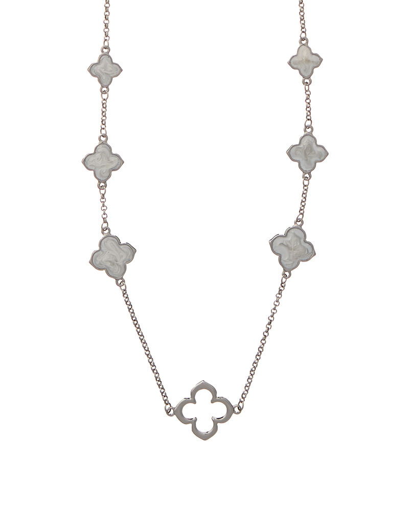 Mesa Clover Necklace | Silver / White