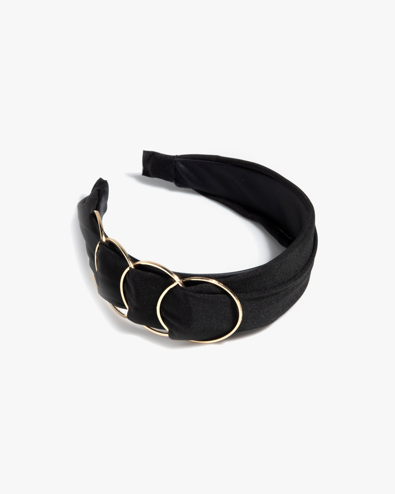 Elizabeth Ring-Detail Headband | Black / Gold
