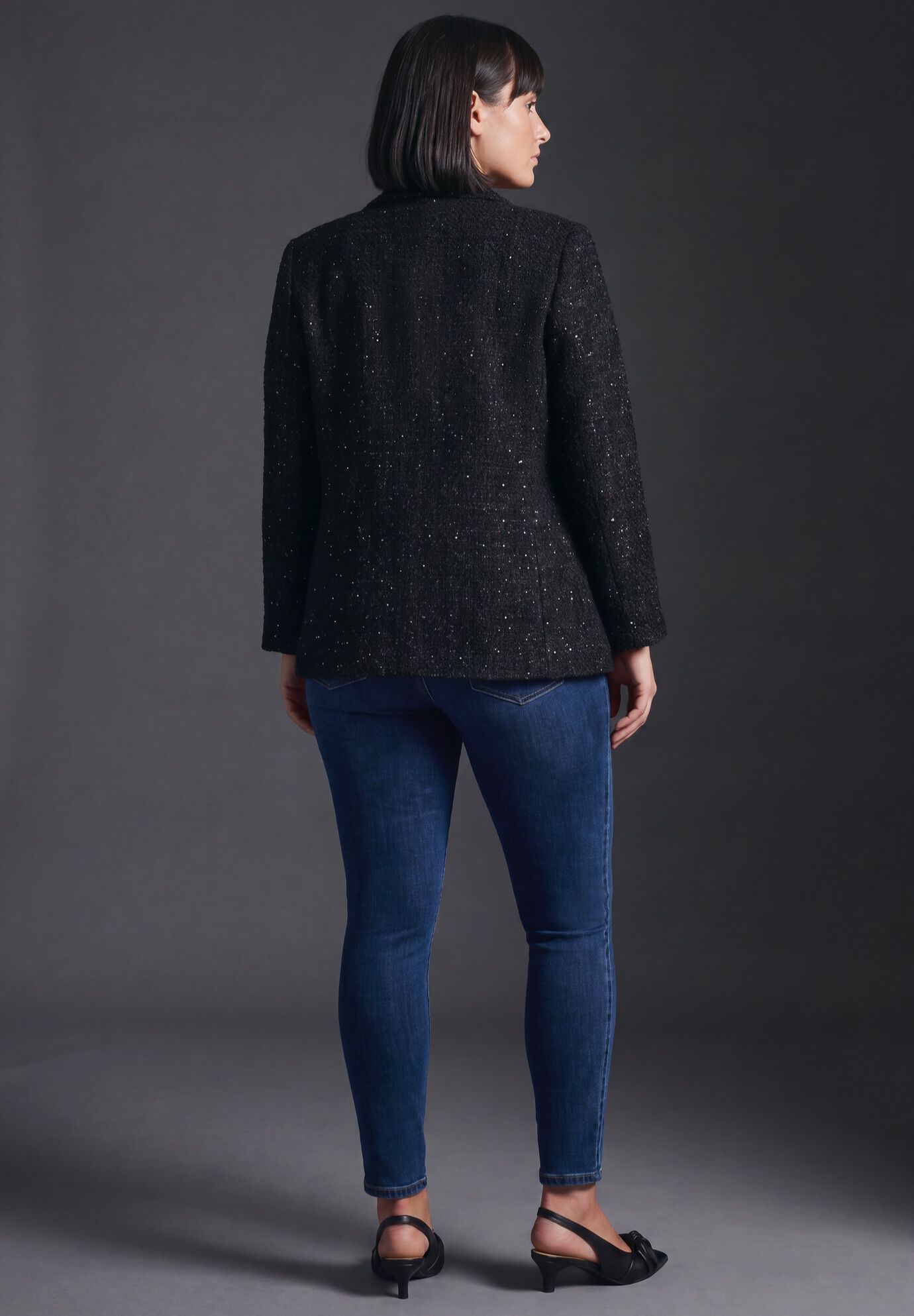 Tegan Tweed Blazer, BLACK, alternate image number 3