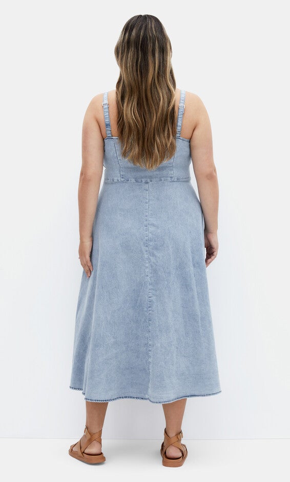Denim Corset Dress - light denim, BLUE, alternate image number 1