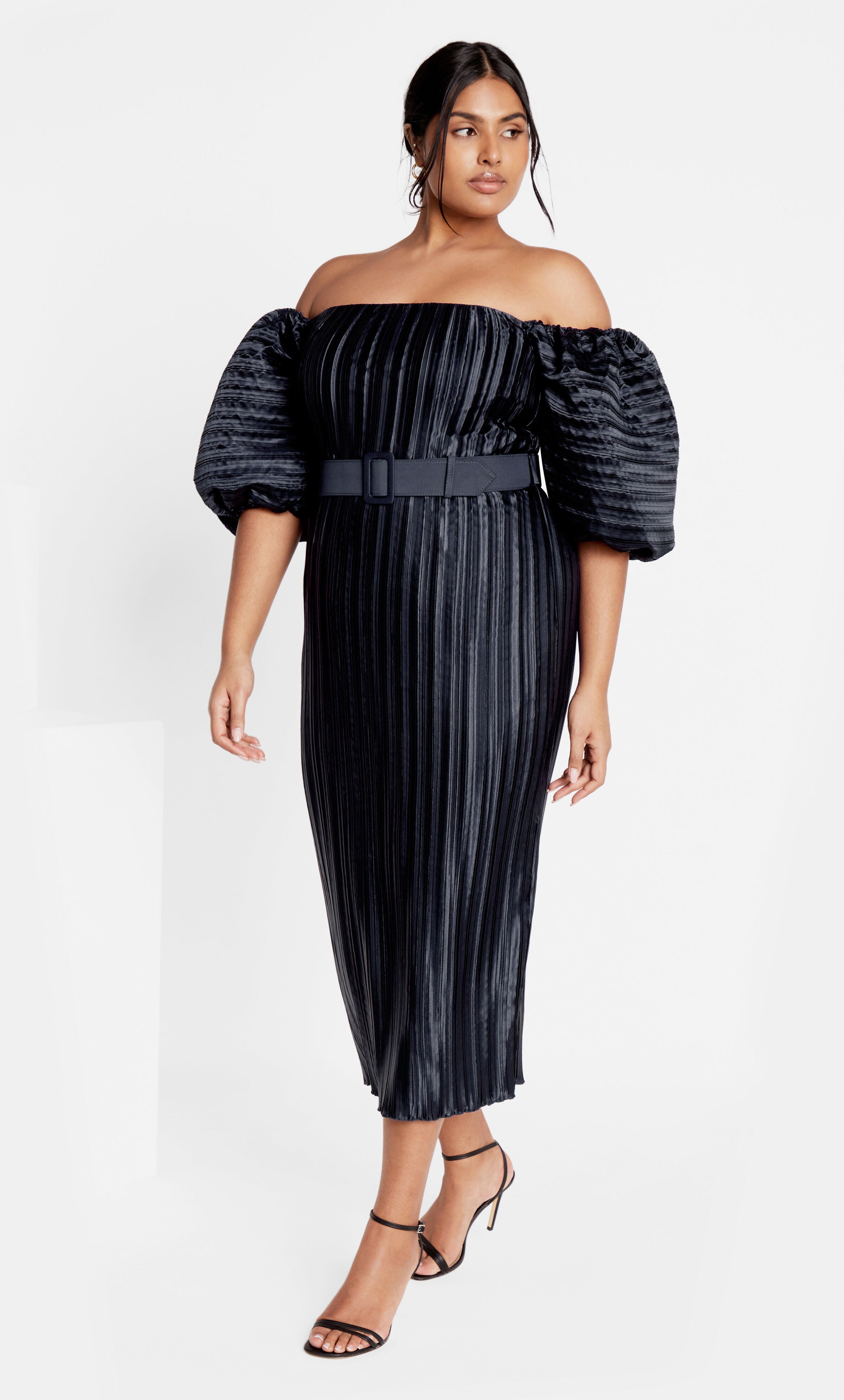 Krista Pleat Dress - midnight, PURPLE, alternate image number 1