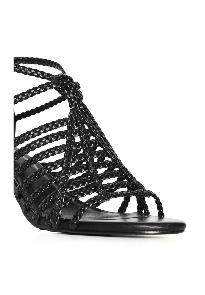 WIDE FIT Braided Front Straps Mida Block Heel - black, BLACK, alternate image number 6